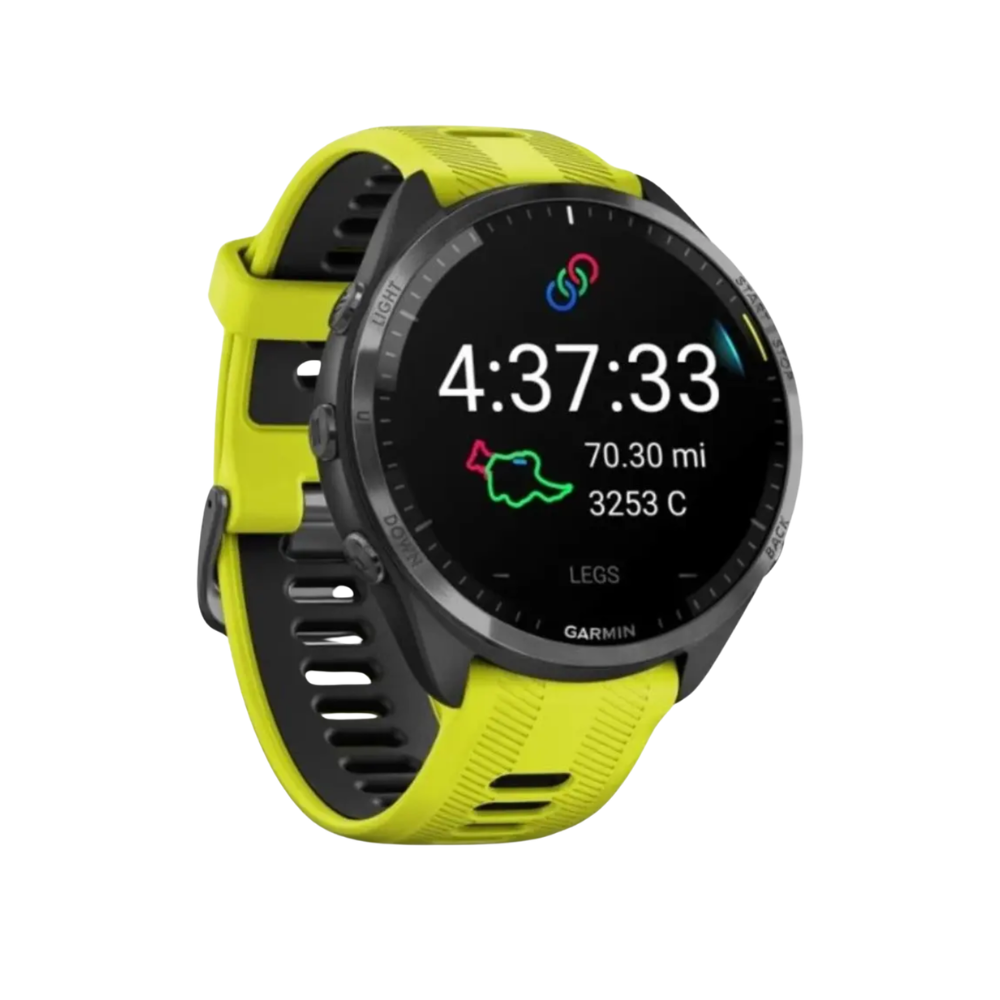 Relógio Garmin Forerunner 965 com Monitor Cardíaco de Pulso e GPS (Amarelo e Preto)