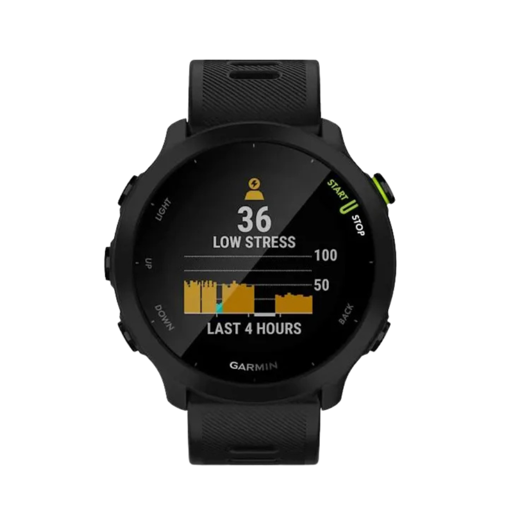 Relógio Garmin Forerunner 55 com Monitor Cardíaco de Pulso e GPS (Preto)