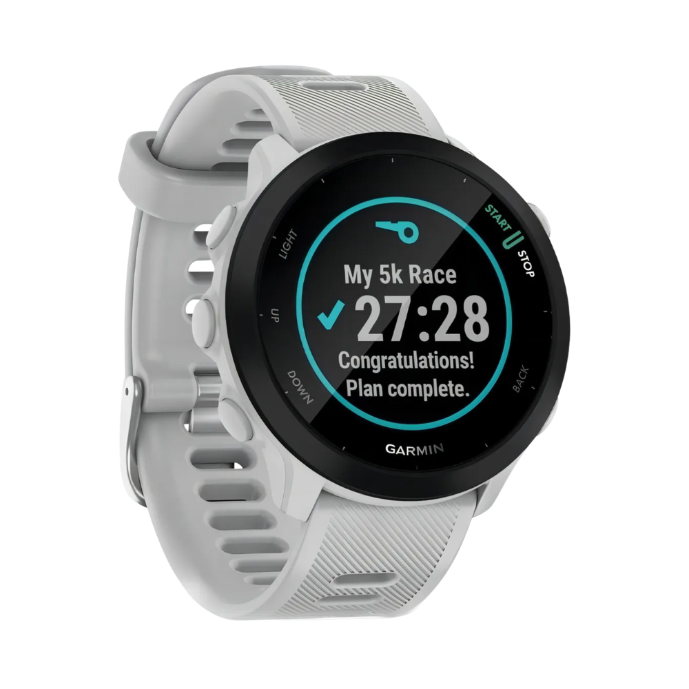 Relógio Garmin Forerunner 55 com Monitor Cardíaco de Pulso e GPS (Branco)