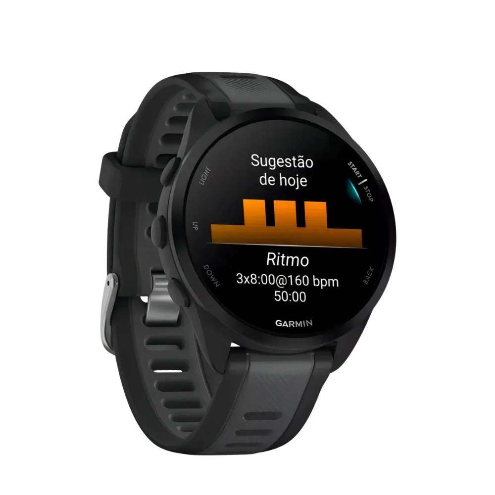 Relógio Garmin Forerunner 165 com Monitor Cardíaco de Pulso e GPS (Preto)